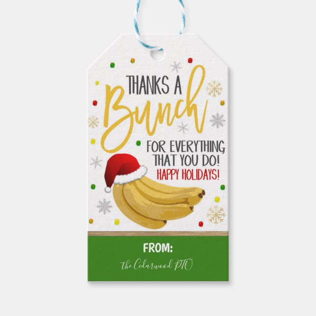 Étiquettes-cadeau Balise cadeau de banane de Noël (Devant)