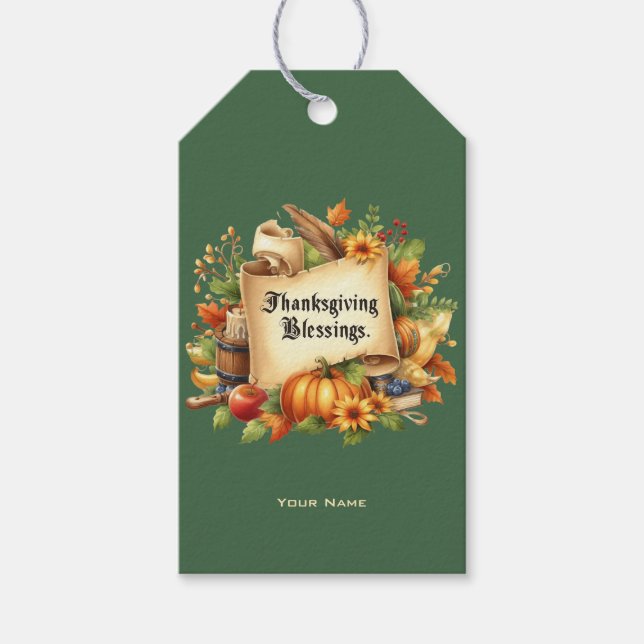 Étiquettes-cadeau Balise Cadeau de Bénédiction de Thanksgiving (Devant)