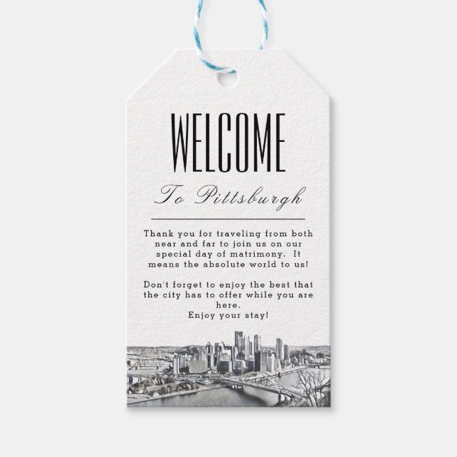 Étiquettes-cadeau Balise cadeau de bienvenue personnalisée de Pittsb (Devant)