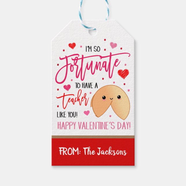 Étiquettes-cadeau Balise cadeau de biscuits Valentine Fortune (Devant)