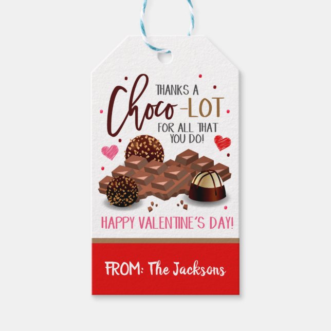 Étiquettes-cadeau Balise cadeau de bonbons au chocolat Valentine (Devant)