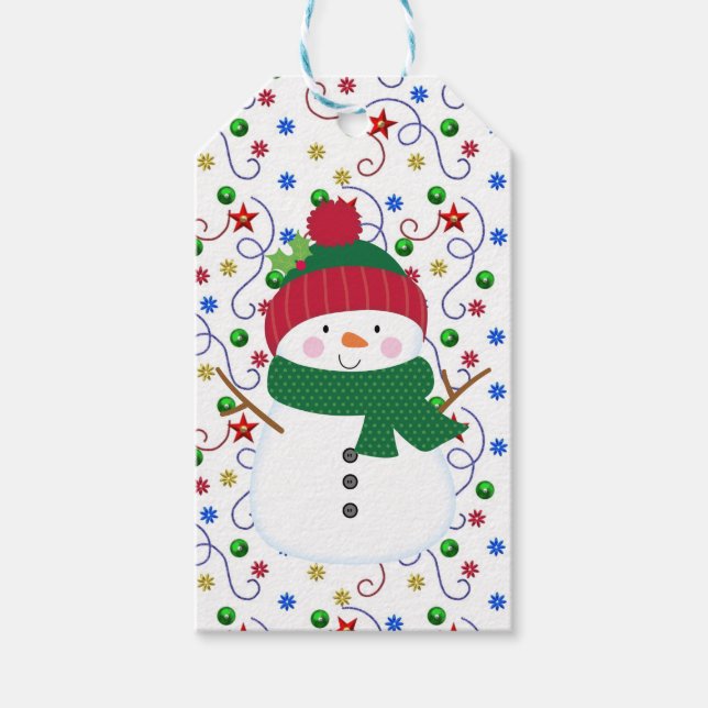 Étiquettes-cadeau Balise cadeau de bonhomme de neige (Devant)