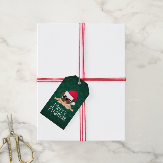 Étiquettes-cadeau Balise cadeau de Carlin de Noël (Avec de la ficelle)