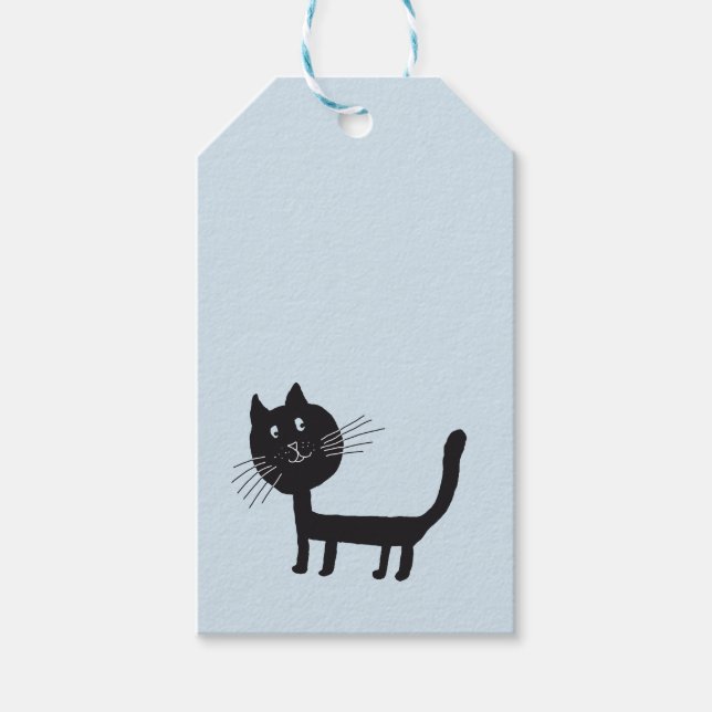 Étiquettes-cadeau Balise cadeau de chat noir (Devant)