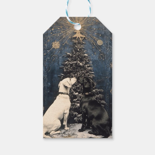 Étiquettes-cadeau Balise cadeau de chien de Noël personnalisable (Devant)