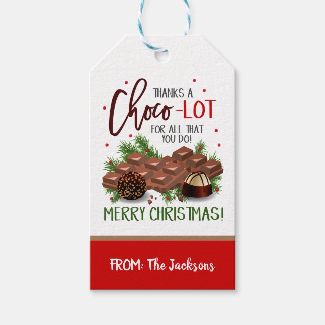 Étiquettes-cadeau Balise cadeau de chocolat de Noël (Devant)
