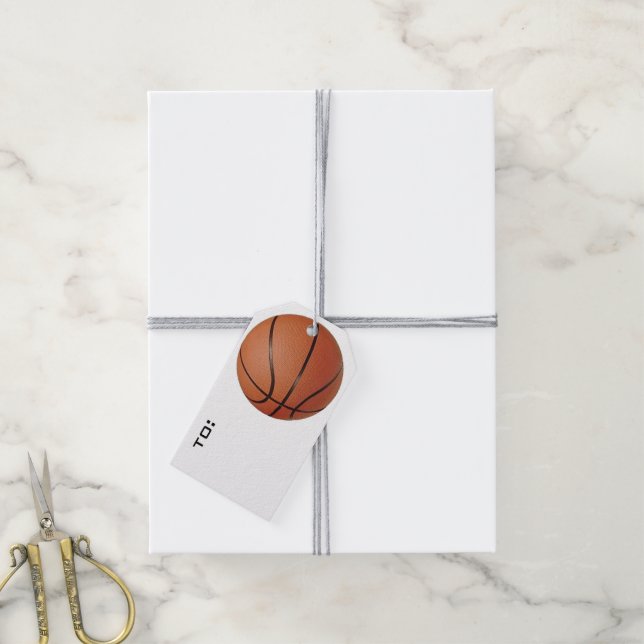 Étiquettes-cadeau Balise cadeau de conception de basket-ball (Avec de la ficelle)