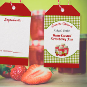 Étiquettes-cadeau Balise cadeau de confiture de fraise cuite dans la