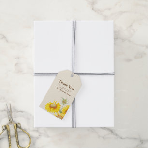 Étiquettes-cadeau Balise cadeau de couleur de tournesol jaune rustiq