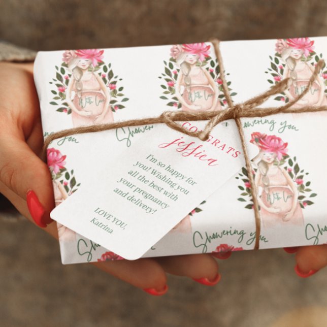 Étiquettes-cadeau Balise Cadeau De Douche Avec Amour (Congratulate a special mommy to be with these personalized, "Showering you with love" gift tags! )