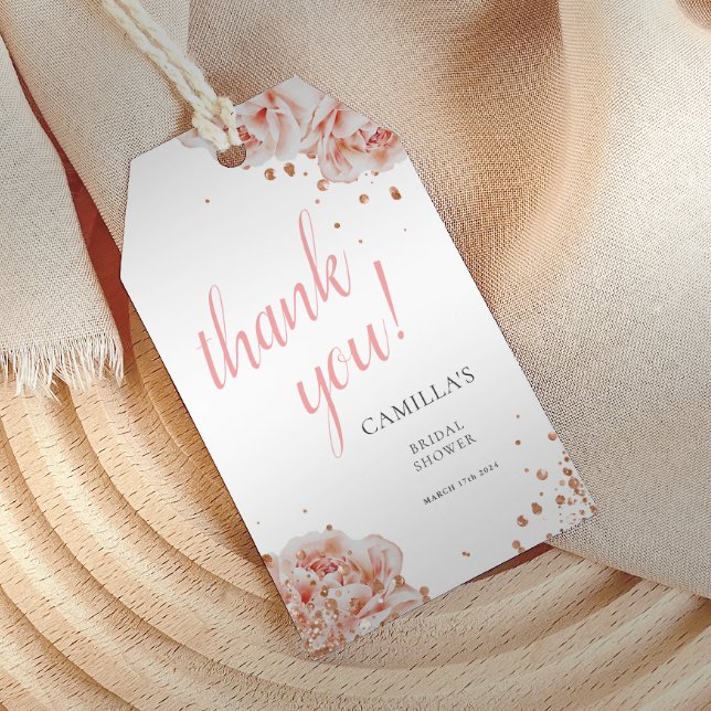 Étiquettes-cadeau Balise cadeau de Fête des mariées élégante rose pâ (Créateur téléchargé)