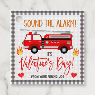 Étiquettes Cadeau Balise cadeau de Firetruck Valentine's