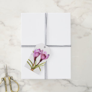 Étiquettes-cadeau Balise cadeau de fleurs de fleurs de crocus pourpr