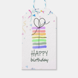 Étiquettes-cadeau Balise cadeau de gâteau d'anniversaire avec Confet