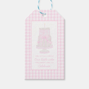 Étiquettes-cadeau Balise cadeau de gâteau d'anniversaire rose preppy