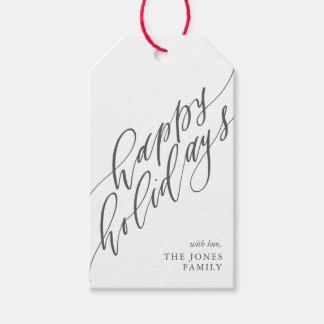 Étiquettes-cadeau Balise cadeau de Happy Holidays Calligraphy