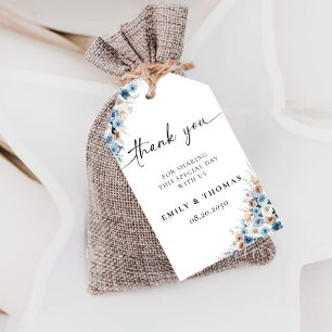 Étiquettes-cadeau Balise cadeau de la cérémonie Mariage Boho bleu