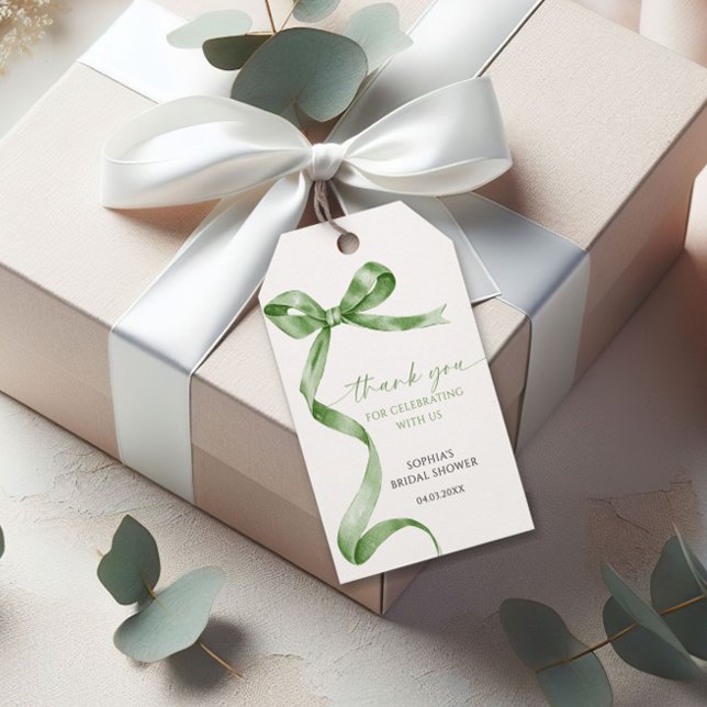 Étiquettes-cadeau Balise Cadeau de la douche de la cabine verte Sage (Créateur téléchargé)