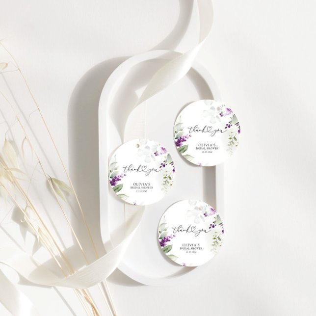 Étiquettes Cadeau Balise cadeau de la douche nuptiale de lavande ver (Créateur téléchargé)