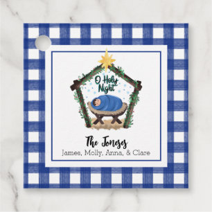 Étiquettes Cadeau Balise cadeau de la nativité bleue de l'aquarelle