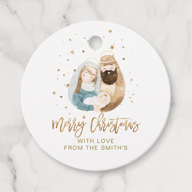 Étiquettes Cadeau Balise Cadeau de la Saint-Famille (Devant)