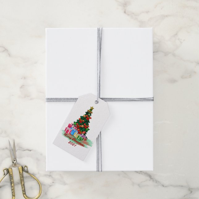 Étiquettes-cadeau Balise cadeau de l'arbre de Noël (Avec de la ficelle)