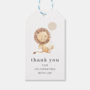 Étiquettes-cadeau Balise cadeau de lion avec ballon de crème