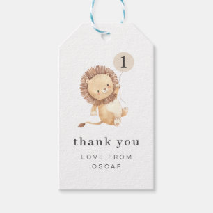 Étiquettes-cadeau Balise cadeau de lion avec ballon de crème