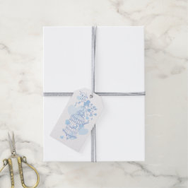 Étiquettes-cadeau Balise cadeau de mariage bleu cage d'oiseau