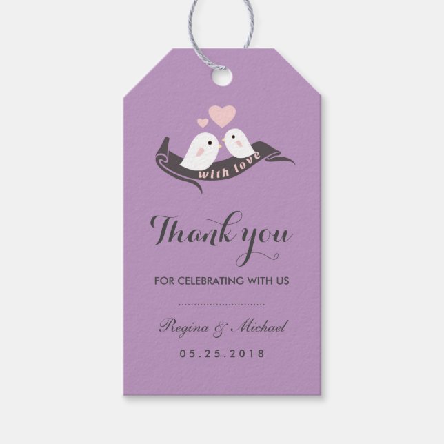 Étiquettes-cadeau Balise cadeau de Mariage violet gris mignon Insépa (Devant)
