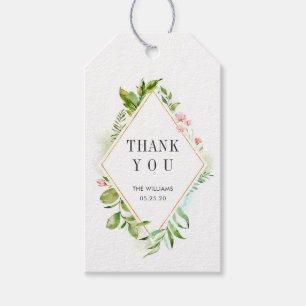 Étiquettes-cadeau Balise cadeau de Merci de feuillage vert d'aquarel