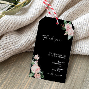 Étiquettes-cadeau Balise cadeau de Merci de Mariage noir flou