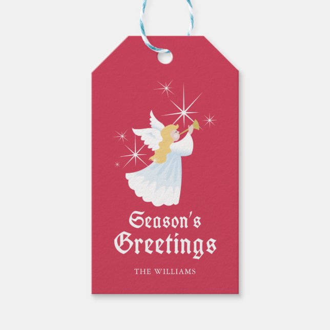 Étiquettes-cadeau Balise cadeau de Noël Angel Joyeuses Fêtes (Devant)