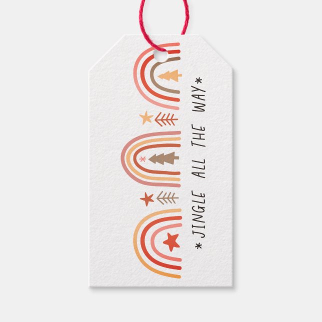 Étiquettes-cadeau Balise cadeau de Noël Boho (Devant)
