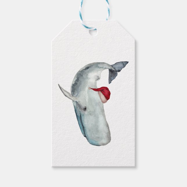 Étiquettes-cadeau Balise cadeau de Noël de baleine (Devant)