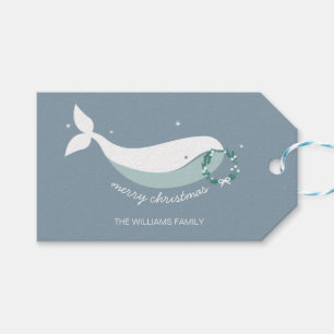 Étiquettes-cadeau Balise cadeau de Noël de baleine de Whimsal