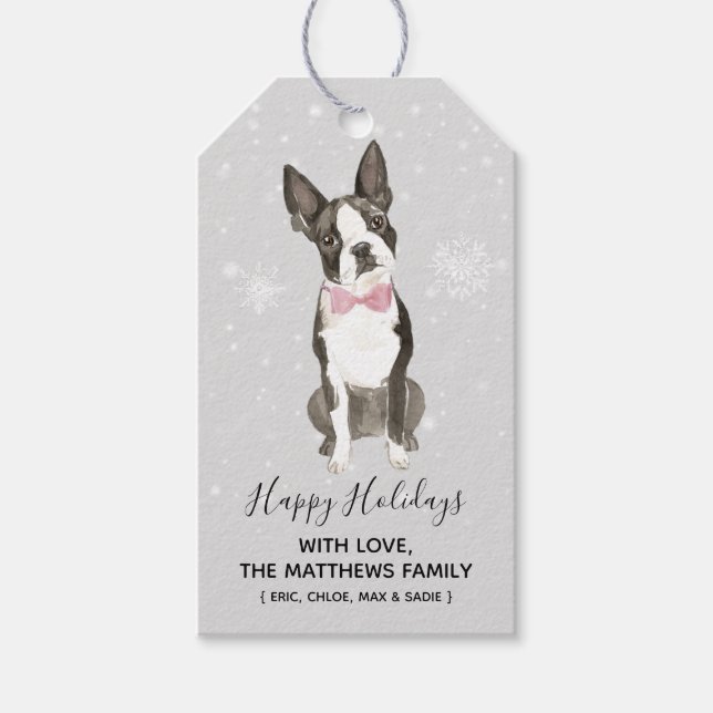 Étiquettes-cadeau Balise cadeau de Noël de Boston Terrier Dog (Devant)