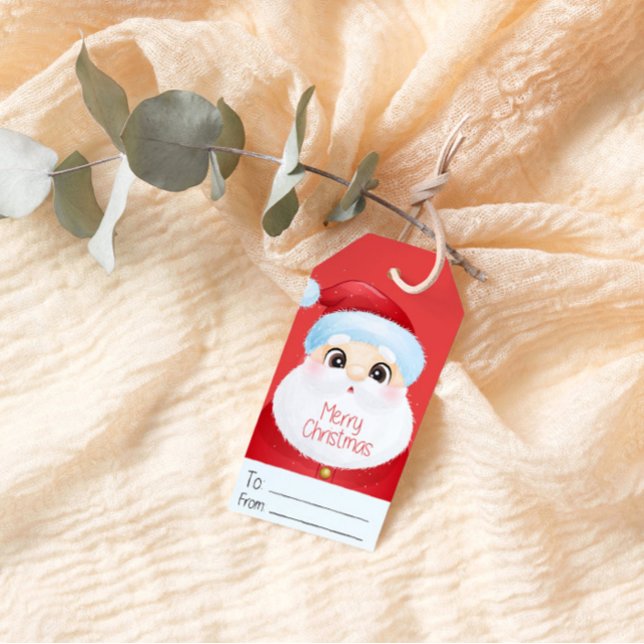 Étiquettes-cadeau Balise cadeau de Noël de Cute Père Noël (Créateur téléchargé)