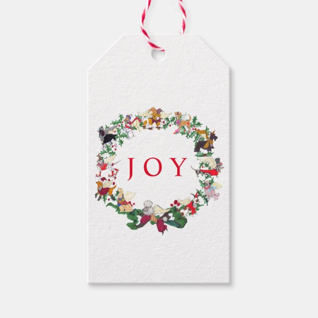 Étiquettes-cadeau Balise cadeau de Noël de douze chiens (Devant)