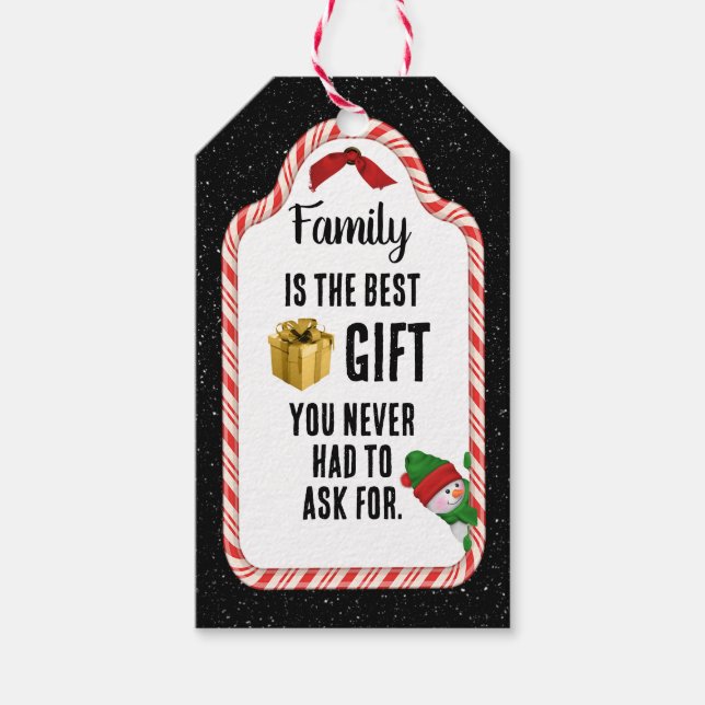 Étiquettes-cadeau Balise cadeau de Noël de famille (Devant)
