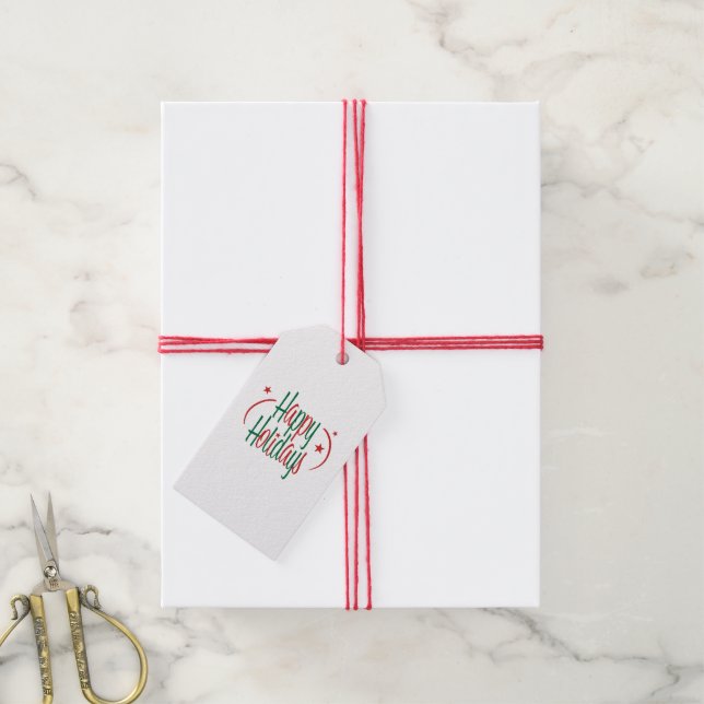 Étiquettes-cadeau Balise Cadeau de Noël de Joyeuses fêtes (Avec de la ficelle)