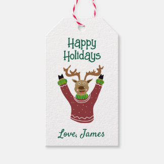 Étiquettes-cadeau Balise cadeau de Noël de Rindeer Joyeux Fêtes