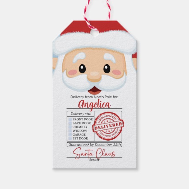Étiquettes-cadeau Balise cadeau de Noël du Père Noël (Devant)