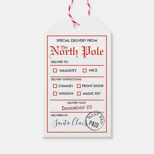 Étiquettes-cadeau Balise cadeau de Noël du Pôle Nord (Devant)