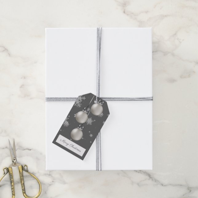 Étiquettes-cadeau Balise Cadeau de Noël en argent (Avec de la ficelle)
