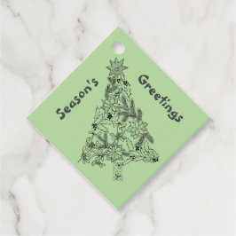 Étiquettes Cadeau Balise cadeau de Noël Festive Green Tree