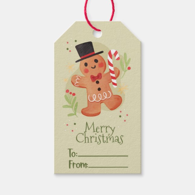 Étiquettes-cadeau Balise cadeau de Noël Gingerbread Cookie (Devant)