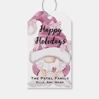 Étiquettes-cadeau Balise cadeau de Noël Gnome rose
