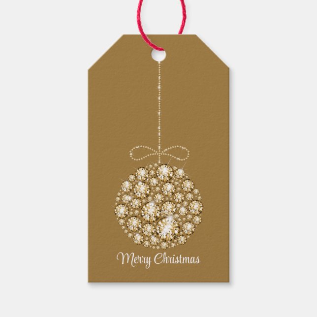 Étiquettes-cadeau Balise cadeau de Noël Golden Glam Merry (Devant)