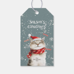 Étiquettes-cadeau Balise cadeau de Noël Happy Cat Meow